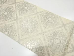 純プラチナ箔　格天井に華紋織り出し　袋帯